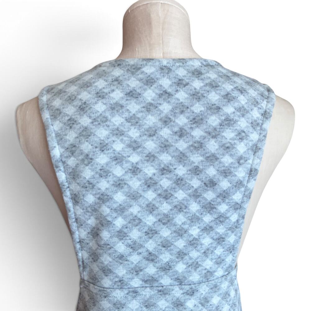 Vintage 1970s Gray Plaid Vest Top, Open Front Mini Dress Small - Picture 8 of 10